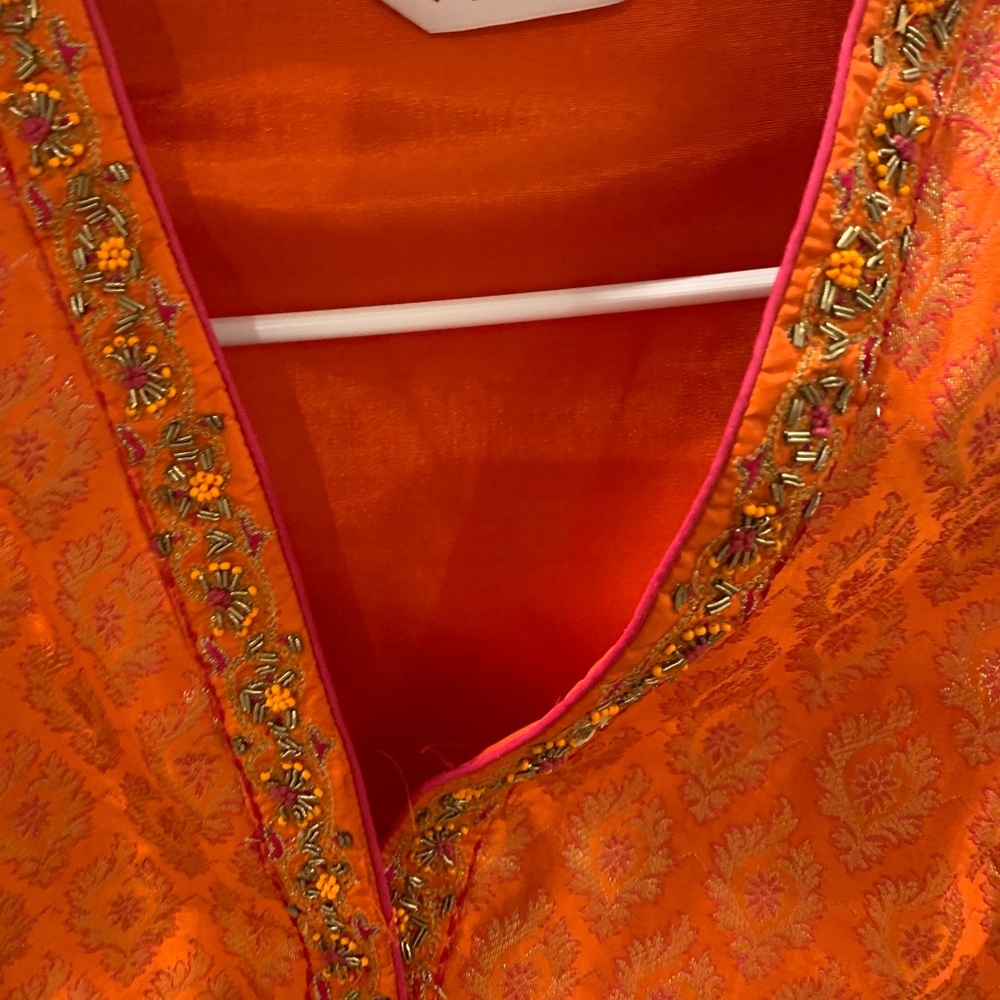 biba kurta, kurti - orange banarasi